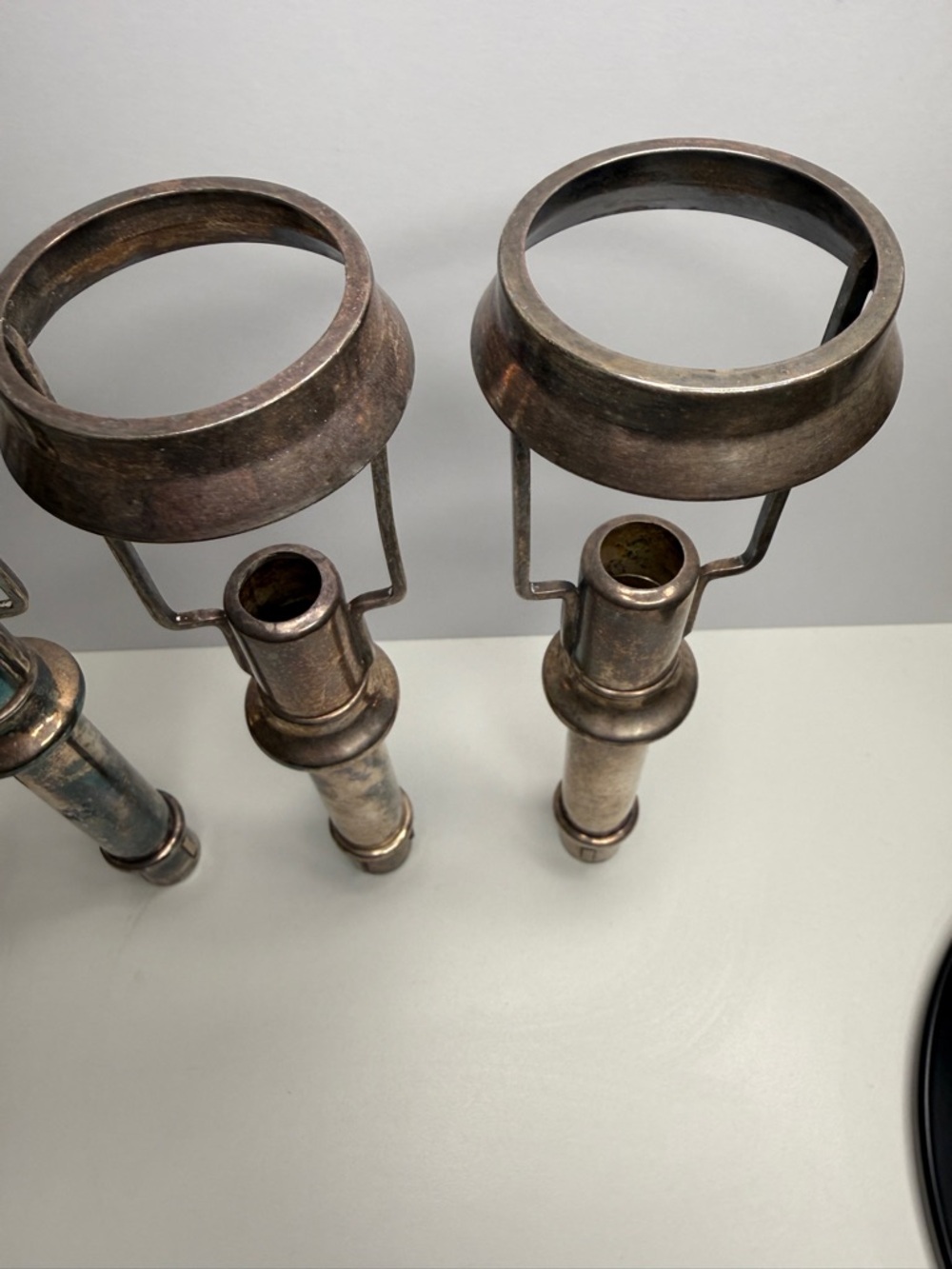 Antique silver plate Lamp Harps and Sockets Set of 4 - Tiffany style candle lamp - Picture 8 of 14